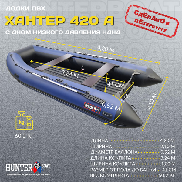 Моторная лодка лодка Хантер 420 А