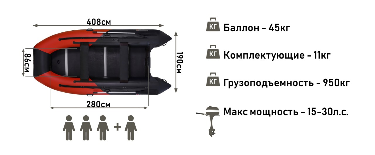 Моторная лодка YUKONA 410 TS